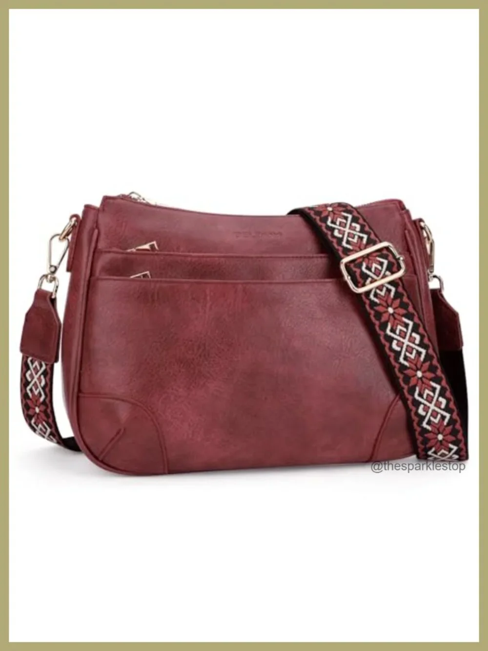 Women's Vegan Leather Crossbody Hobo Purse with Boho Strap - Picture 1 of 6